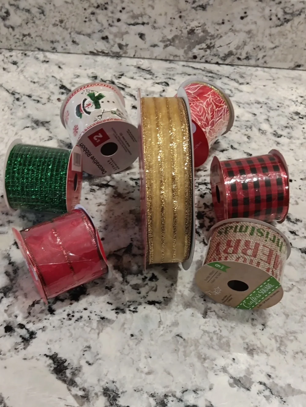 Assorted Holiday Ribbon Bundle - Gold, Red, Green